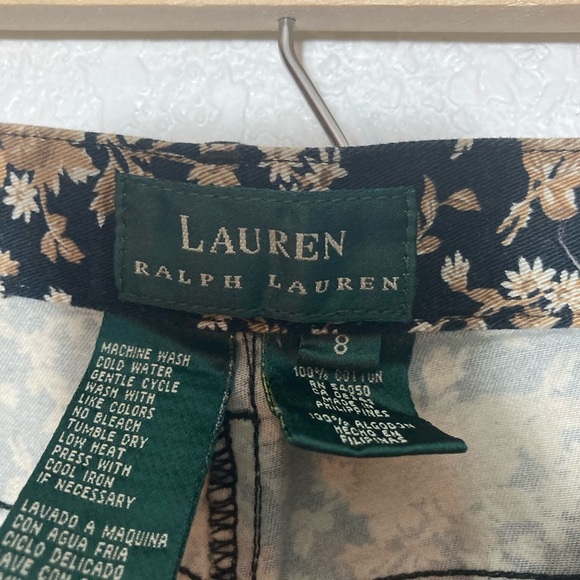 Lauren Ralph Lauren flat front pants trousers size 8 black brown floral - Picture 6 of 9